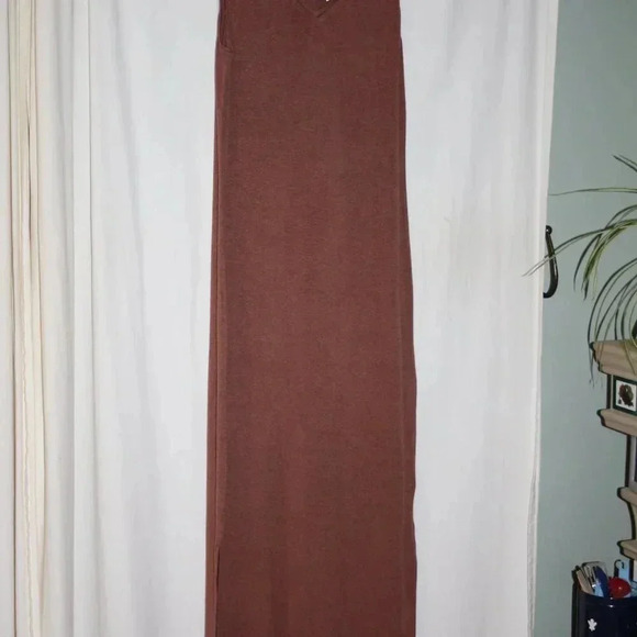 Nordstrom Medium Brown Knit V-Neck Dress Modest NWOT - Picture 2 of 15
